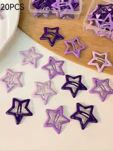20pcs Metal Star Hair Clips, Hairclips, Fashion Mini Hair Accessories, Cute Decorative Hair Pins for Daily Use, School Supplies, Hair Clip Set