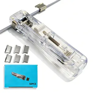 【Office Powerhouse】2 Pcs Portable Binder Clip Stapler, with 100 Pcs SmallBinder Clips, Non-Destructive Paper Clam Dispenserfor Office, Home, School
