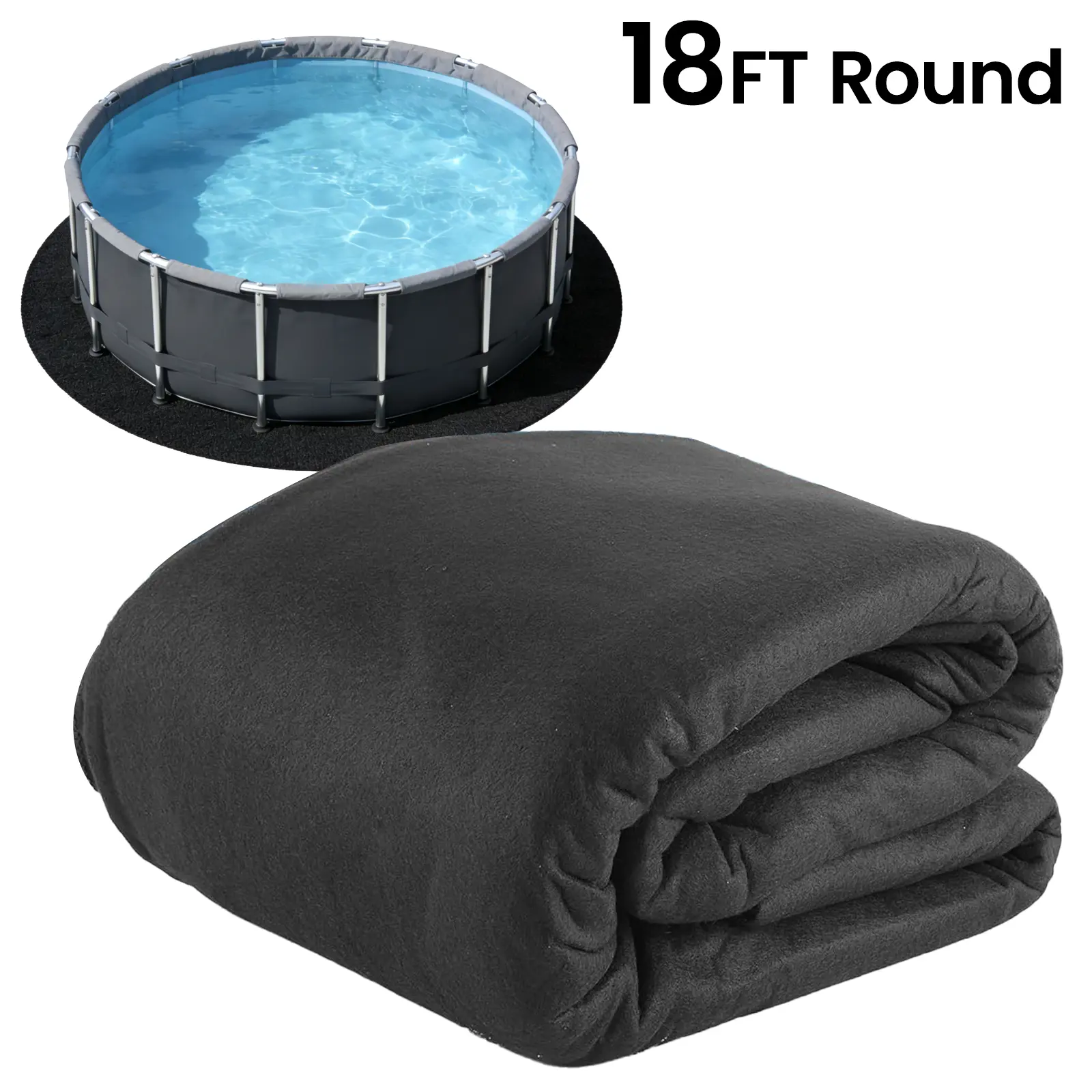 Poolvio 15-ft Round Above Ground Pool Liner Pad, Geotextile Under Padding, Puncture & Weed Barrier, Eco-Friendly Fabric That Extends Liner Life