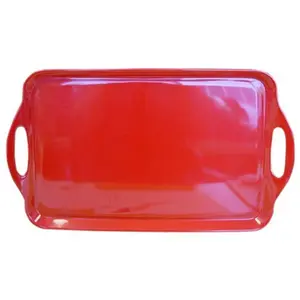212 MAIN Sturdy, Handy, Stylish Lightweight Colorful Melamine Plastic Handled Serving Tray - 18" Rectangular, Indoor/Outdoor Multi-Purpose Food Tray