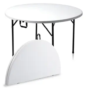 48" Round Folding Outdoor Utility Table, Garden Patio Yard, Heavy Duty 400kg Portable Compact Folding Table