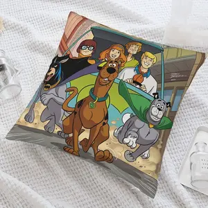 Scooby-Doo Themed Pillowcase, 18x18 Inches, Machine Washable Polyester, Zipper Closure, Decorative Cushion Cover for Living Room - No Insert Included, Pillowcase for Living Room
