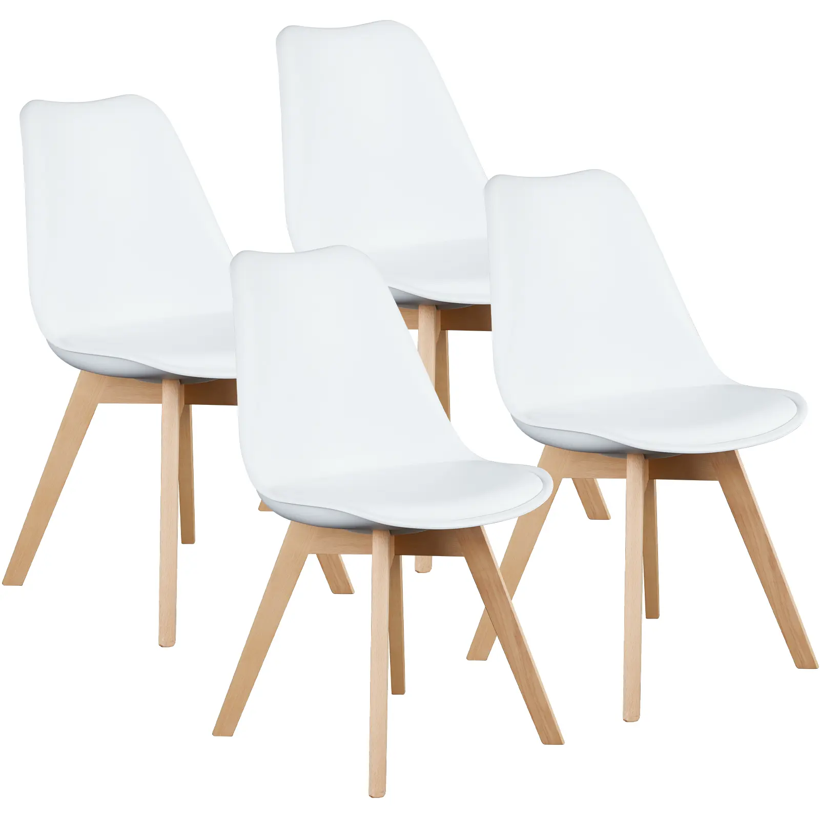 Dining Chairs Set of 4 Mid-Century Modern Dinning Chairs, Living Room Bedroom Outdoor Lounge Chair PU Leather Cushion and Wood Legs