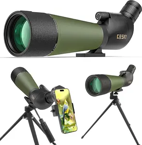 Gosky Updated 20-60x80 Spotting Scopes with Tripod, Carrying Bag and Quick Phone Holder - BAK4 High Definition Waterproof Spotter Scope for Bird Watching Wildlife Scenery,Green