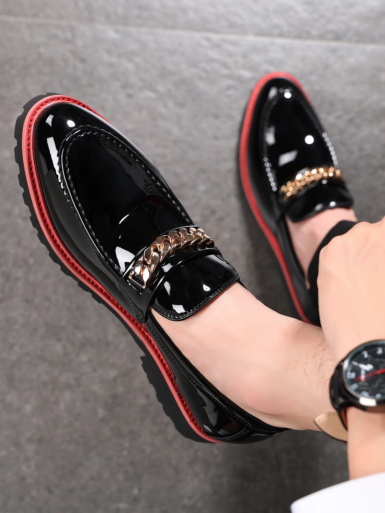 Men's Leather Waterproof Slip-On Flat Penny Loafers, Classic Round Toe Casual Work Shoes, Comfortable and Durable Black Footwear for Daily Wear PU Leather Loafers