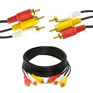5FT COMPOSITE RCA AUDIO VIDEO CABLE YELLOW WHITE RED 5' CORD for DVD VCR TV CAM