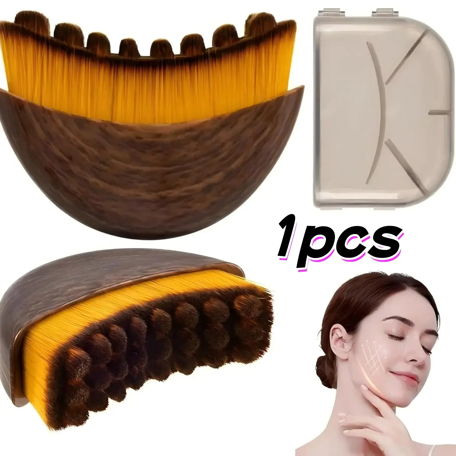 Lymphatic Contour Face Brush for Jawline & Chin Sculpting, Dry Brushing Massager for Lymphatic Drainage, Ergonomic Design, Daily Use, Lymphatic Drainage Tool, Facial Beauty Massagers