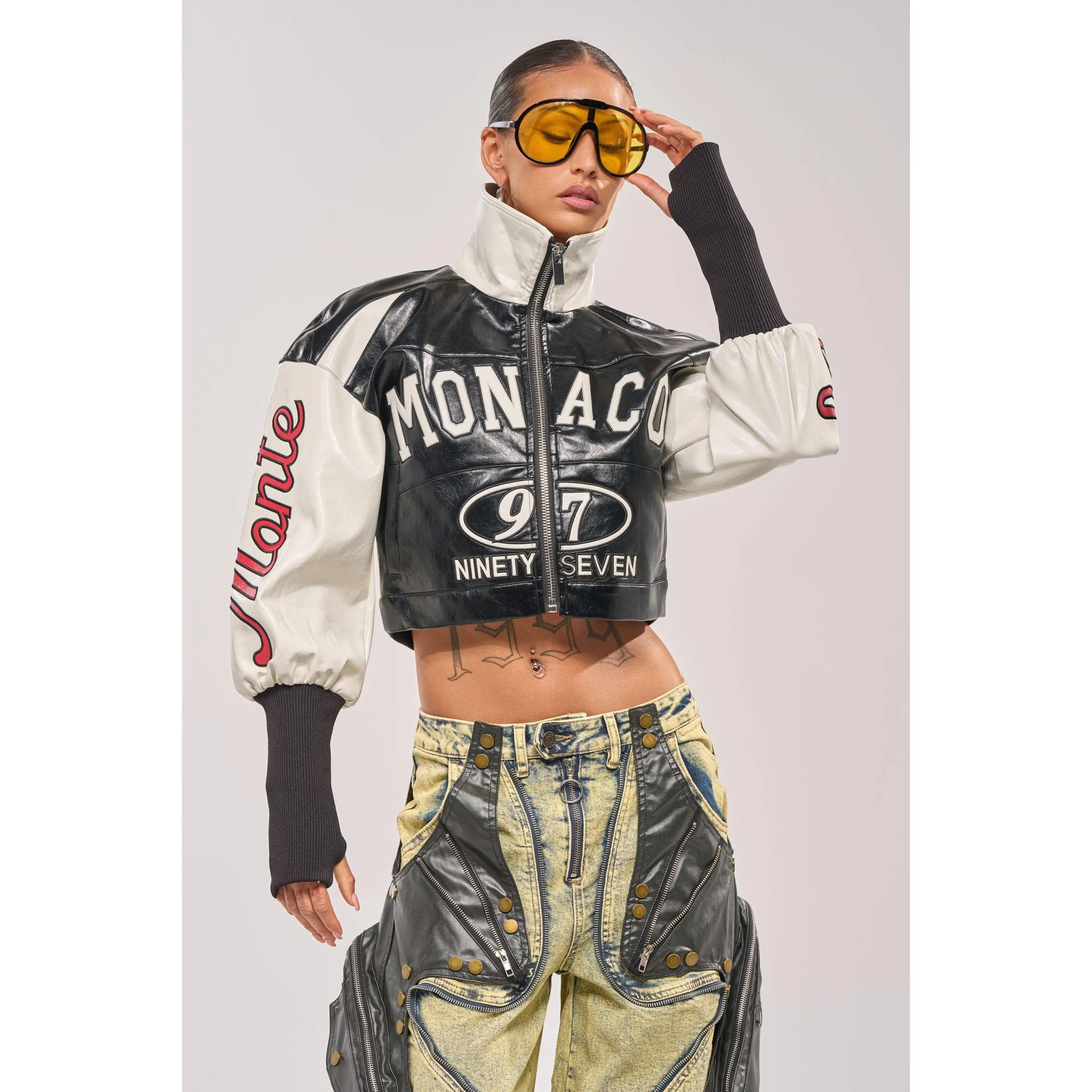 LET'S RACE EMBROIDERED BOMBER