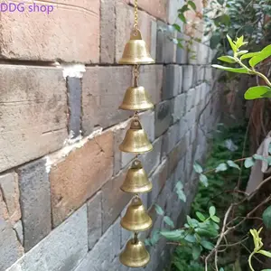 Brass Lucky Bells Wind Chime, Vintage Hanging String Bells, Witch Luck Decor, Outdoor Garden Balcony Window Ornament, Perfect Gift for Home & Garden