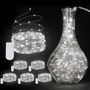 6 Pack Fairy Lights  Operated String Lights - 7ft 20 LED   Wire Firefly Lights for DIY Wedding Decor Table Centerpieces Craft Mason Jars Party Decor(White)