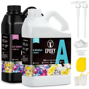 1 Gallon Epoxy  Kit with Pump,Easy 1:1 Mix Ratio, Clear,Bubble Free, for Art Casting Coating,Countertop,Table top,