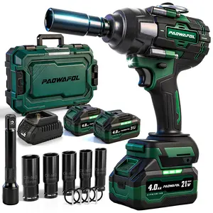 PAOWAFOL Impact Wrench 1180ft-lbs(1600N.m), 1/2" Impact Gun with 2x4.0Ah Battery, 21V Cordless Impact Driver High Torque with 5 Sockets, Pistola Llave De Impacto Brushless for Truck RV Home Car