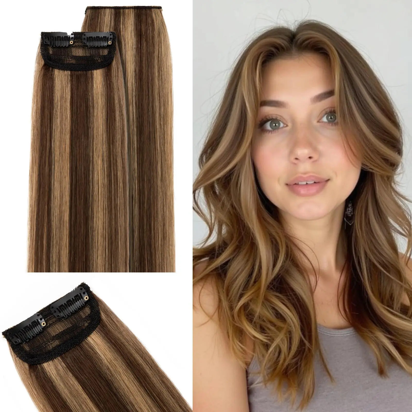 SEGOHAIR Short Hair Extensions Clip in Human Hair Toppers for Women Adding Volume, 1 Pcs, 4-12 inches butterfly weft extensiones cabello