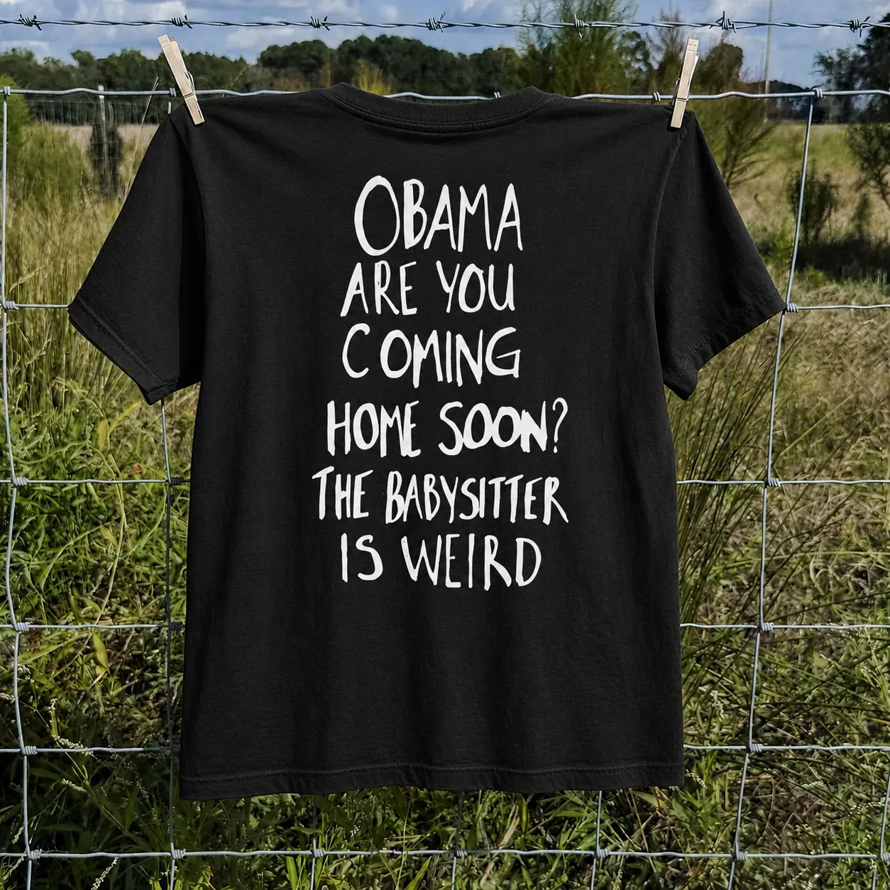 Obama Are You Coming Home Soon Funny Political Meme T-Shirt, Viral Babysitter Quote Unisex Vintage Graphic Tee
