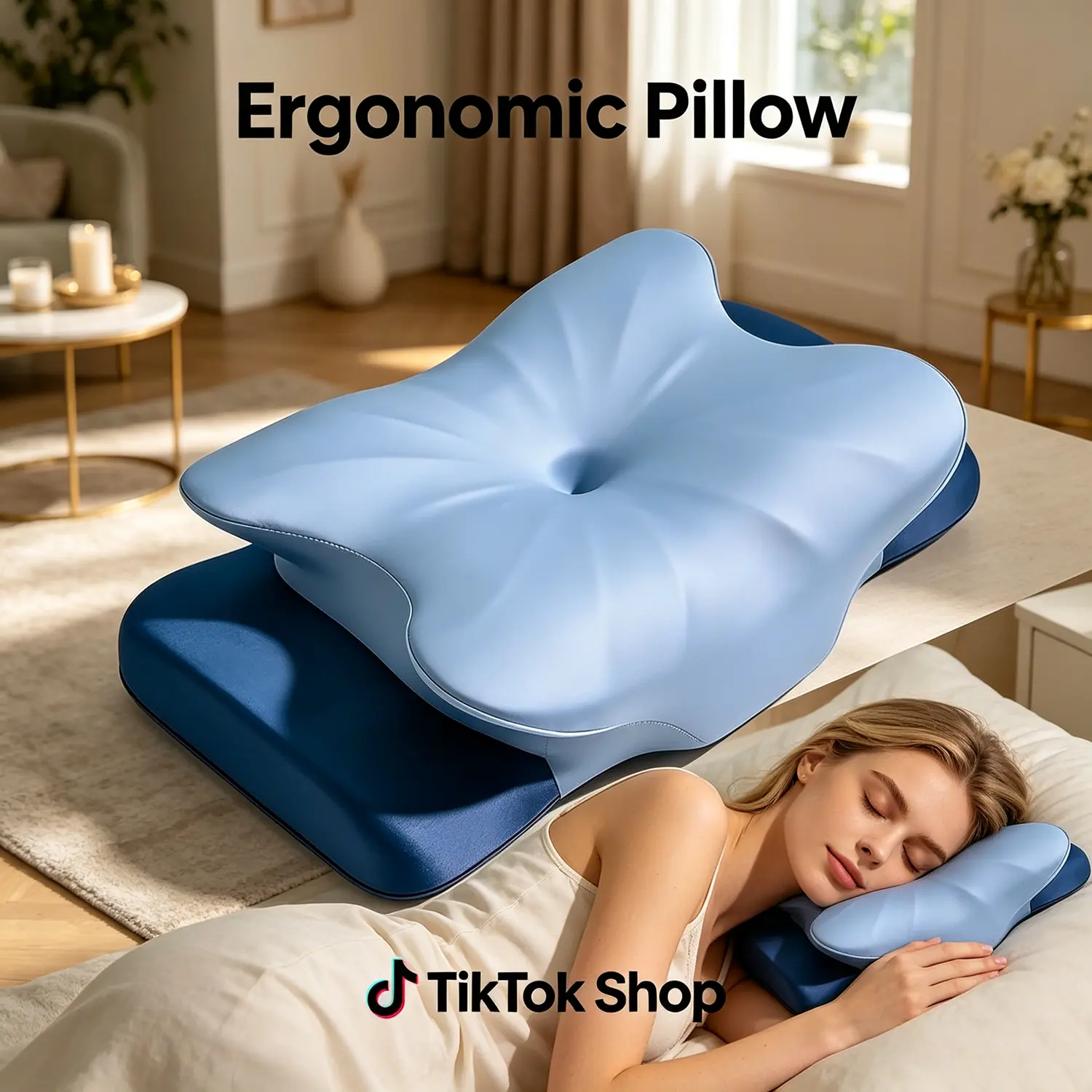 Luxury Butterfly Shaped Slow Rebound Memory Foam Neck Pillow, Odorless Ergonomic Cervical Pillow for Side & Back Sleepers, No Electricity Needed, Comfortable Sleep Support