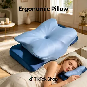 Luxury Butterfly Shaped Slow Rebound Memory Foam Neck Pillow, Odorless Ergonomic Cervical Pillow for Side & Back Sleepers, No Electricity Needed, Comfortable Sleep Support