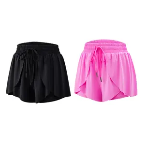 2 Pack/2 Pcs Flowy Running Shorts for Women 2 in 1 Gym Yoga Athletic Workout Active Wear Tennis Skirt with Pockets Butterfly Sweat Spandex Cheer Skort Teen Girls Cute Trendy Clothes Fashion Clothing Summer OutfitsRAIMENTRY