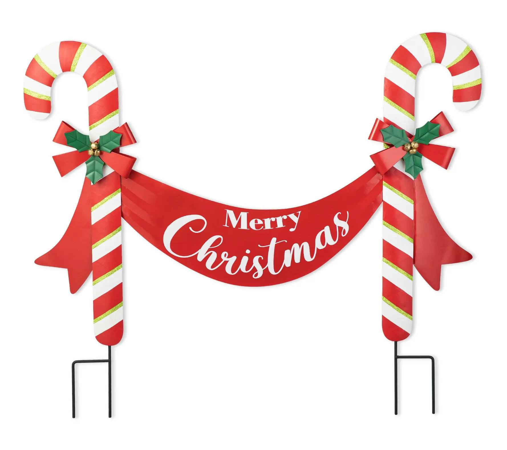 Glitzhome 36"L MERRY CHRISTMAS Candy Cane Gar den Stake