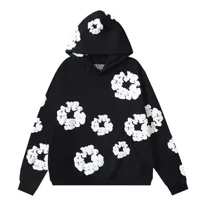 Denim Tears New Kapok Foam Print Casual Sports Pullover Hoodie & Casual Sports Joggers | Unisex Euro-American Trendy Hoodie, Comfortable and Versatile | Couple Style