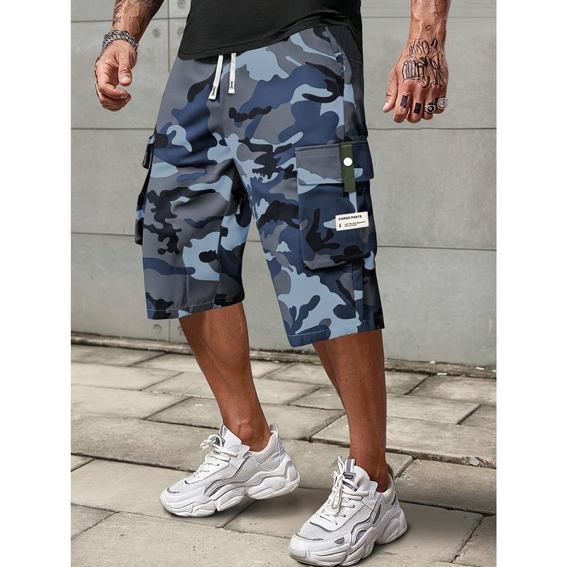 Men's Camouflage Cargo Khaki Shorts Elastic Drawstring Waist, Multiple Pockets, Durable Non Stretch Regular Fit, Breathable Sports, Lightweight Athletic for Casual/Outdoor Wear, Breathable Sports Shorts, Lightweight Athletic Shorts
