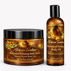 African Tumbao Curve Support Duo Natural Herbs Body Balm & oil set 8oz for Shaping and body sculpting