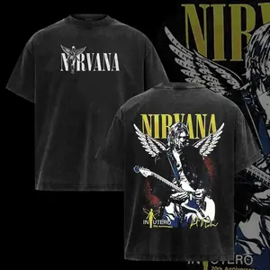 [Collection] Nirvana Kurt Cobain T-Shirt, Gift for band fans, Men's and women's round neck cotton casual T-shirt, Beautiful graphic T-shirt Fabric Menswear