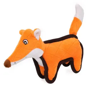 Pet Life  Foxy Tail Quilted Plush Animal Squeak Chew Tug Dog Toy, Orange - One Size