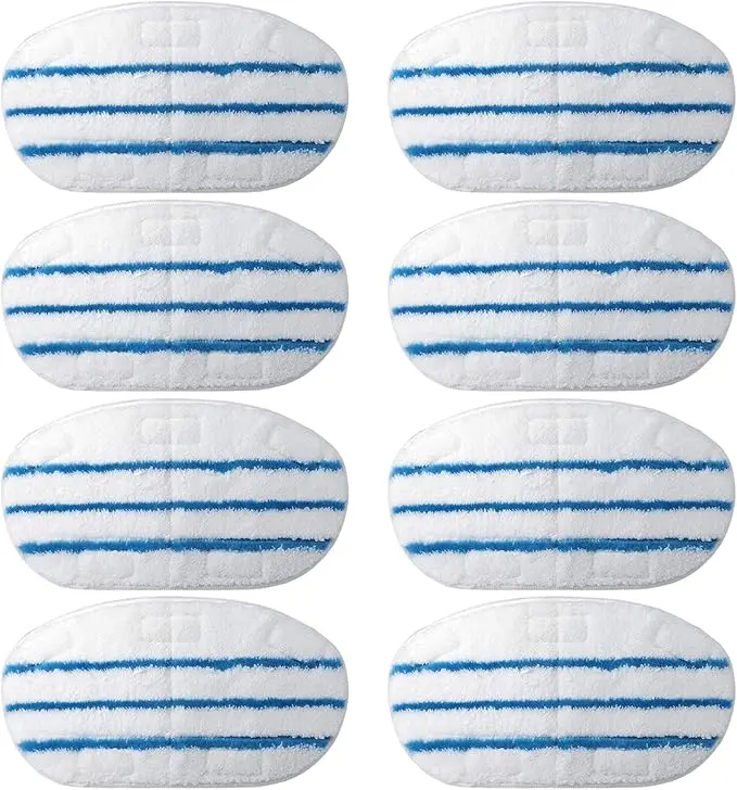 PurSteam 8 Pack Steam Mop Pads for ThermaPro 10-in-1 Microfiber Cleaning Pads for Shiny Wooden Surfaces Reusable & Washable for Pet Hair Removal