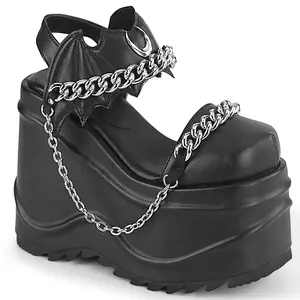 Demonia Wave-20 Black Vegan Leather Sandals