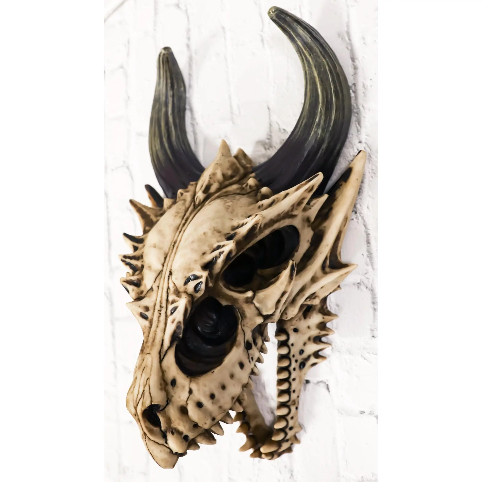 Jurassic Beowulf Gnarling Dragon Head Skull Statue - Handcrafted Beast-Inspired 3D Decorative Fossil, 7.25" Wide 4.75" Deep 11.75" Tall Wall-Mounted/Desk Home Decor Sculpture