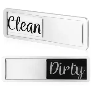 Dishwasher Magnet Clean Dirty Sign Ultra-Clear Bold Fonts Dual-Sided Acrylic Panels High-Quality Plastic Silky Wood Grain Texture Double-Sided Adhesives Stylish Kitchen Indicator