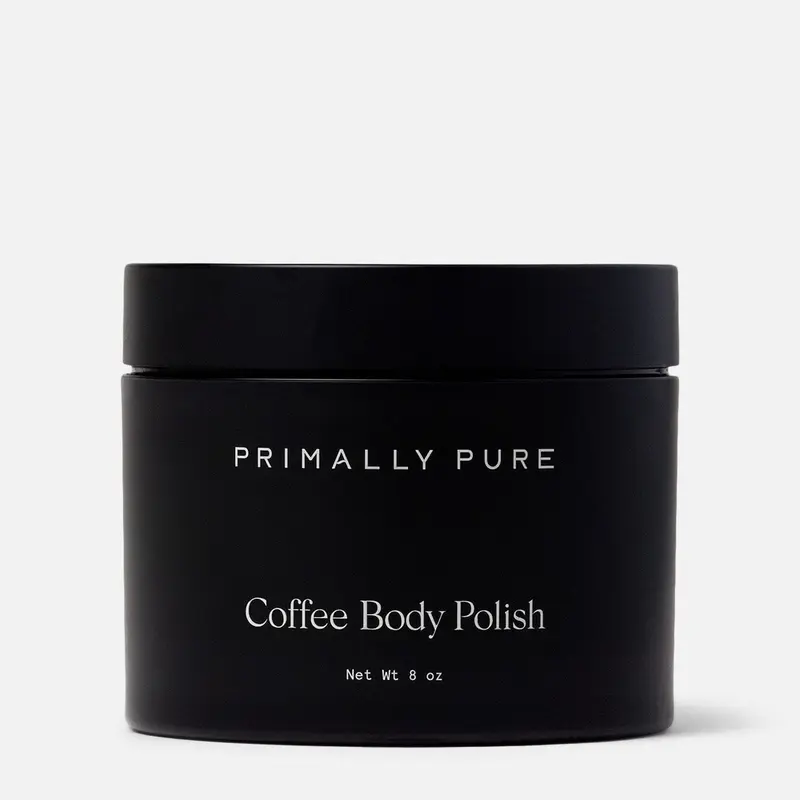 Primally Pure Body Polish with Sugar Crystals, Coconut Oil, Coffee Oil, and Other Natural Ingredients for a Full-Body Exfoliation that Targets Texture, Tightens + Tones Blend Caffeine