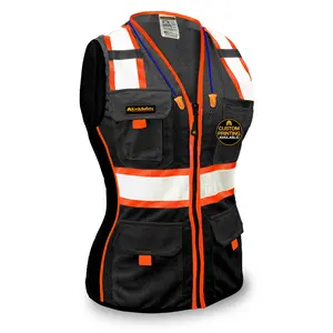 KwikSafety BLACK WIDOW Safety Vest for Women (RELAXED FIT) 9 Pockets Premium ANSI Class Unrated Slim Fitted Work Gear - Model No.: KS3319BW