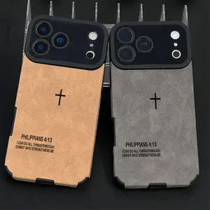 The minimalist cross pattern is made of TPU and leather, with a delicate touch that is skin friendly like velvet, suitable for Apple 17 16 15 14 13 12 11 Pro Max Plus X XS Max ﻿