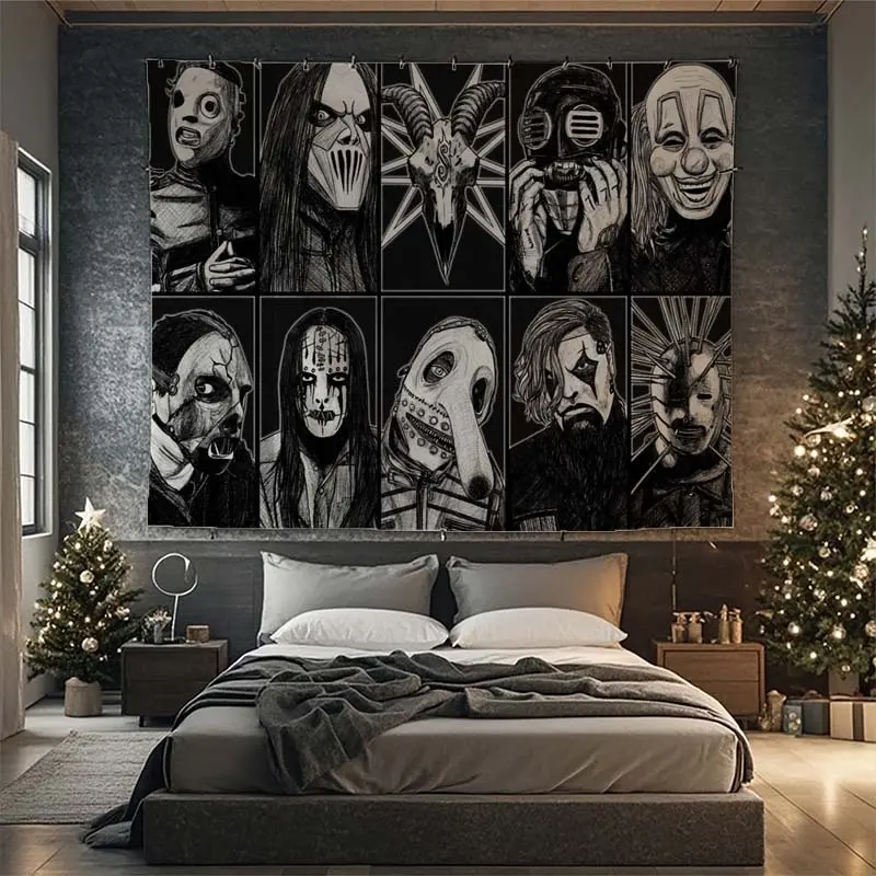 Slipknot Band Printed Tapestry - Hanging Graphic Art, Durable, Wrinkle-Resistant, Fading Resistant, Multi-Size Home Decor, Hand Wash Cold, Ideal for Dorm Bedrooms, Photo Backdrops