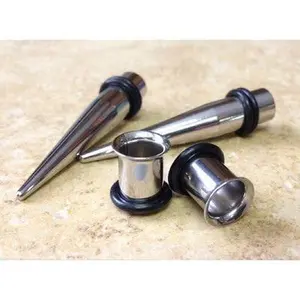 4pc Steel Straight Tapers & Tunnels Stretch Kit Expanders Plugs Guage Gauge