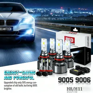BEAMTECH 6PC LED Headlight Kit 9005/9006/H11 300% Brighter Plug & Play 50k Hours LongLasting Cars Trucks Upgrade ThermalProTECTED 600% Brighter 10000LM 6500K White Light