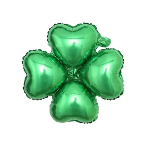 10-Pack 15" Shiny Green 4-Leaf Clover Shaped Mylar Foil Balloons, Festive & Party Home Supplies