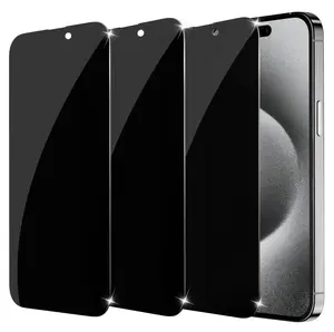 (3 Pack for Privacy Screen Protector for iPhone 15 Pro Max / 15 Plus 6.7 inch, Sensor Protection,9H Full Coverage Screen Tempered Glass Anti-Spy No Bubbles Case Friendly