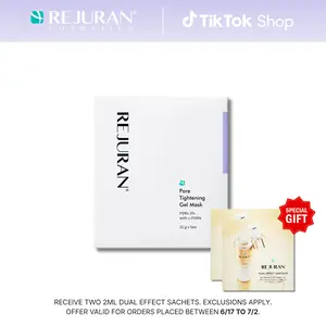 [REJURAN Cosmetics] Pore Tightening Gel Mask with DOT c-PDRN – Korean Hydrogel Face Mask for Pore Care, Elasticity Support & Smoother-Looking Skin, 5 Count