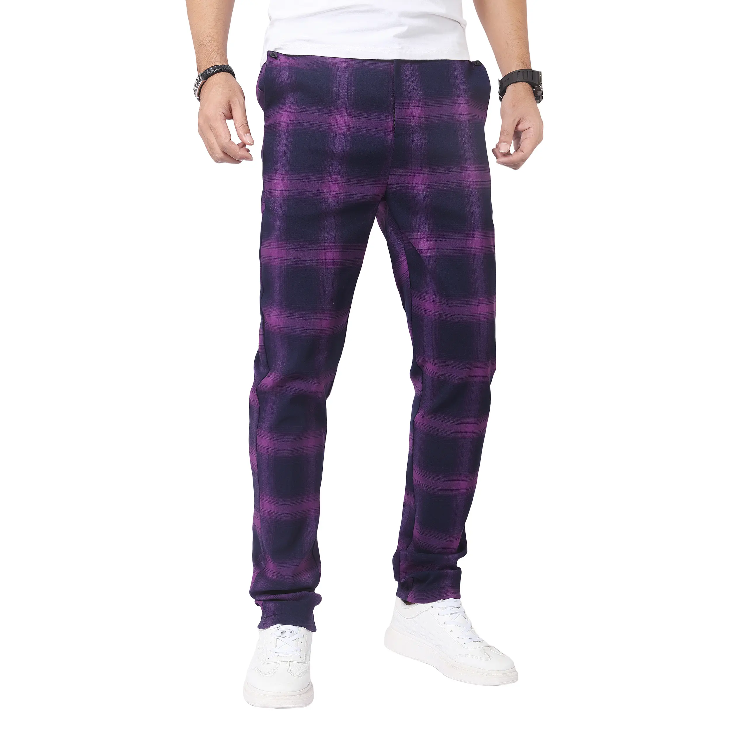 JUNBAOSS Men's Slim Fit Stretch Dress Pants Plaid Skinny Pants for Men, Straight Leg Fashion Comfort Flex Waist Pants, Mens Casual Business Golf Dress Chinos Pants