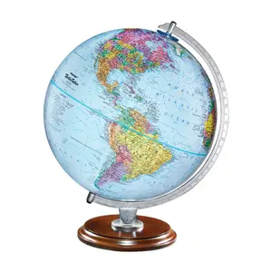 Vintage-Style 12.5'' Globe on Wooden Stand – Interactive Geography Display for Study, Gift & Decoration
