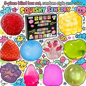 5-piece set - sensory squeezing toy Squishy Fidgets blind box random 5 toys slow rebound decompression toy TPR material ultra soft Q elasticity relieves stress anxiety office desktop toy - color random
