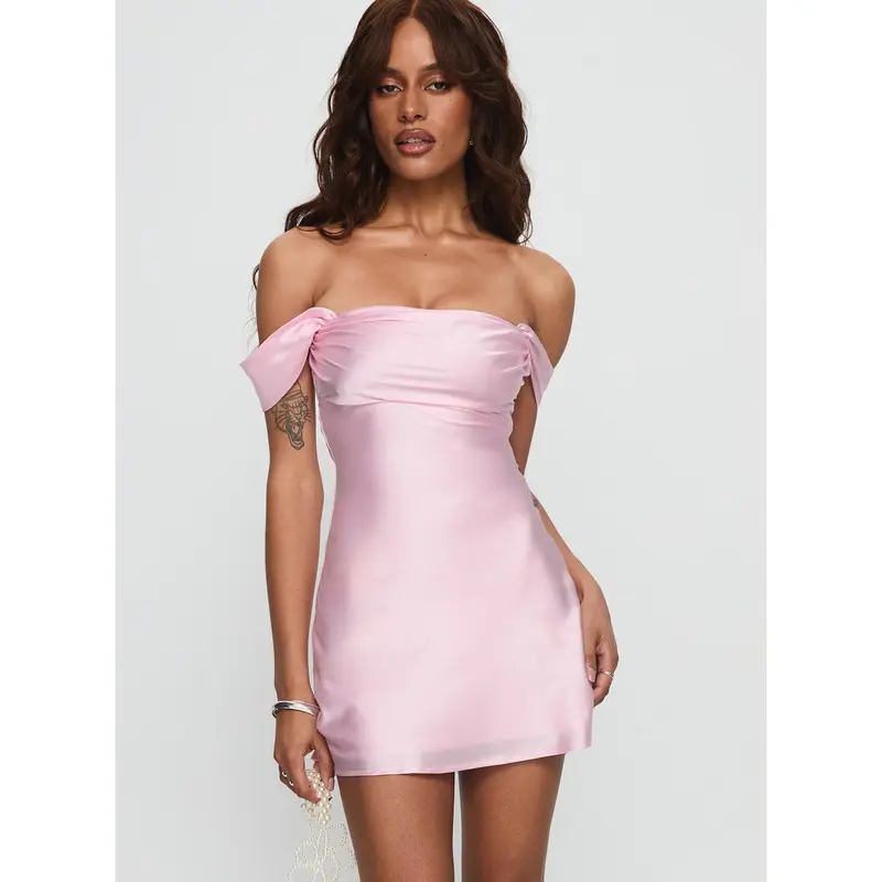knee length dresses for ladies Zoella Pink Off The Shoulder Mini Dress - 18 main image 1
