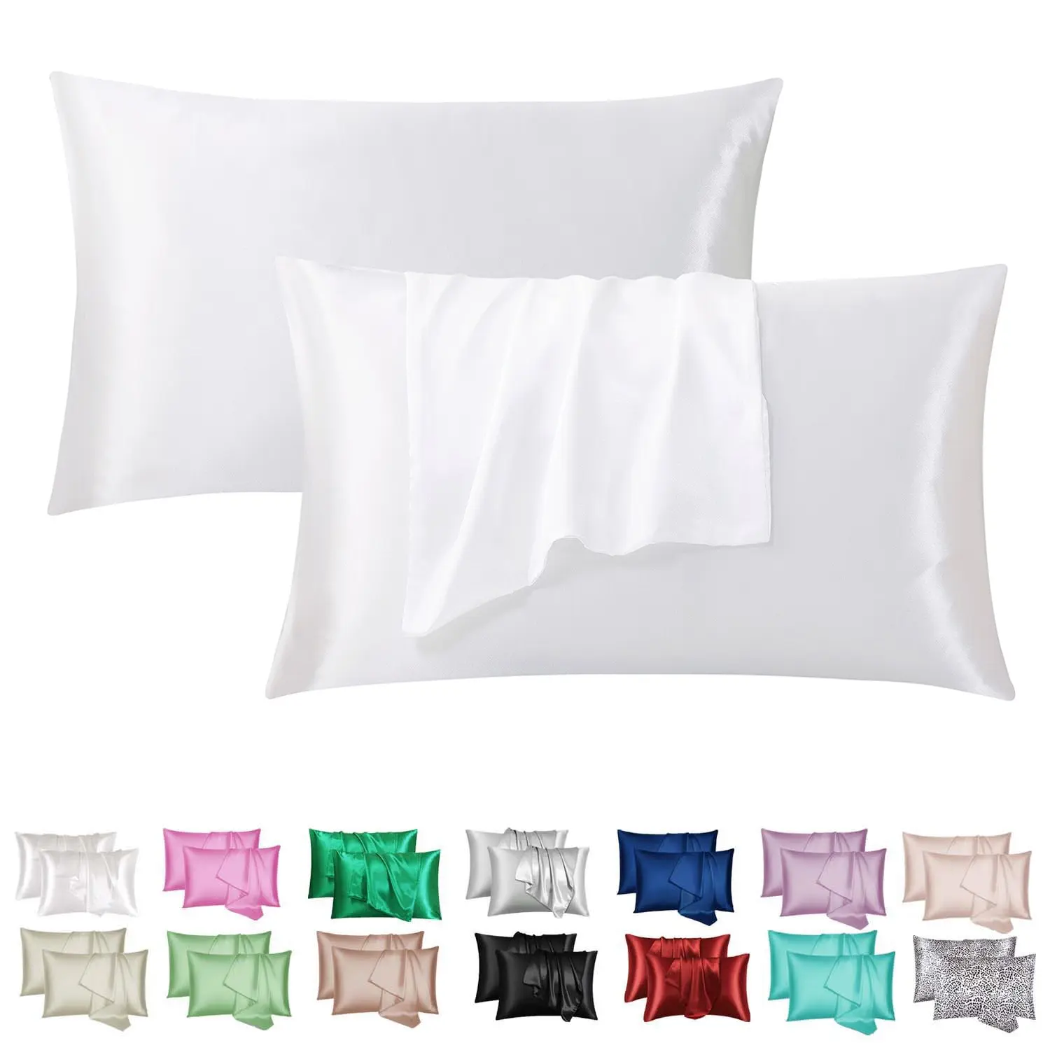 2/4 Pack Bright White Silky Pillow Shams, Soft Cooling Wrinkle Resistant Satin Pillow Covers with Envelope Closure, Luxury Bed Pillowcases for Bedroom, Guest Room & Hotel Decor, Hotel Style Bedding, Hotel Quality Bedding, Ideal Gift