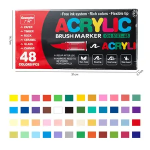 Acrylic Paint Marker Pen, 1 Box Multifunctional Brush Marker Pen, DIY Crafts Art Drawing Supplies for Rock Painting, Ceramic & Glass, Colorful Marker Set, Art Painting, Art Materials, Acrylic Marker Pens, Acrylic Drawing Markers