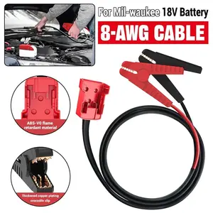 for Mil.waukee M18 Jumper Cables with Adapter Compatible 18V Battery Jumper Starter, Automotive Booster Cables 5.9ft 8AWG Cable Power Tool Line, Silicone wire temperature