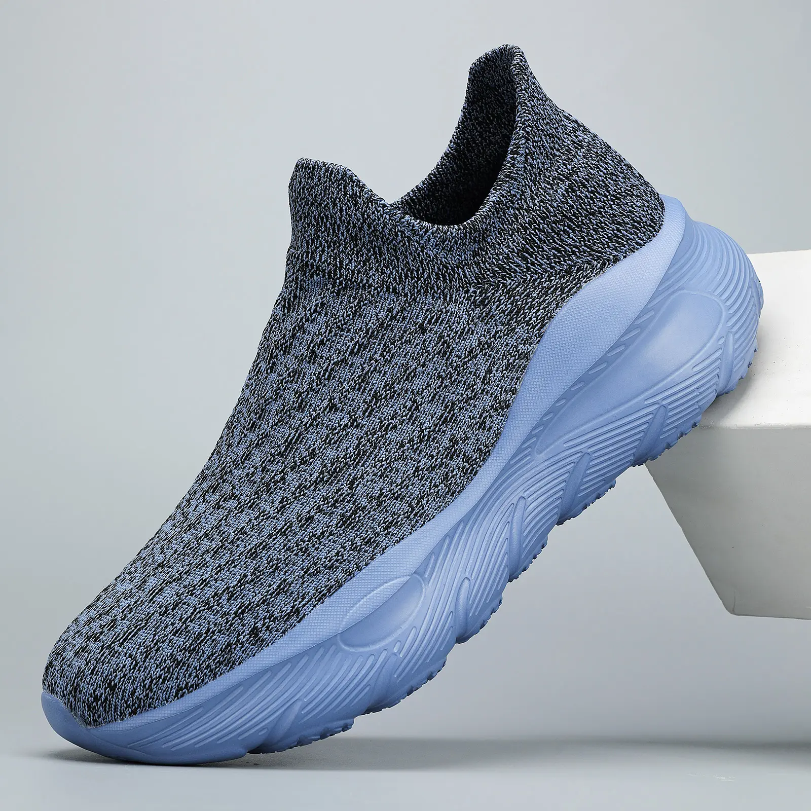 Men's Slip-On Knit Sneakers, Lightweight Breathable Active Casual Trainers for Walking, Running & Everyday Wear, Knit Fabric, Shoes, Athleisure Casual Trainers, Running Shoes