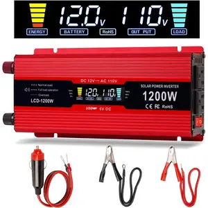 Nomal Car Power Inverter 1200W , DC 12v To 110v AC Converter with LCD Display and AC Outlets 12 Volt Inverter for Truck RV Car for Gifts for Men