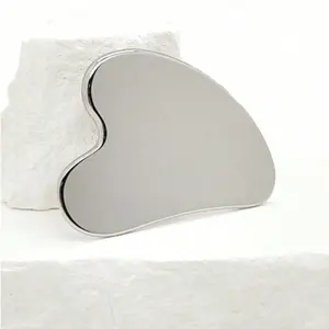 1pc Heart-Shaped Stainless Scraper Facial Massager Tool, Portable Muscle Relaxation Board, Ergonomic Design, Durable & Hygienic